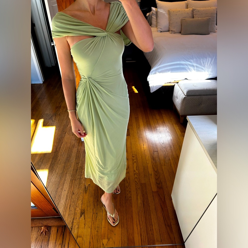 ASOS Design sage green drapey midi dress